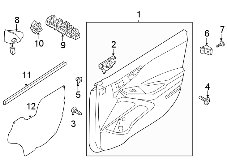 Diagram Front door. Interior trim. for your 2012 Hyundai Elantra   
