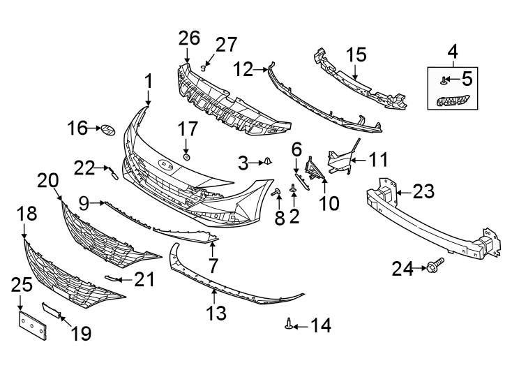 16Front bumper & grille. Bumper & components.https://images.simplepart.com/images/parts/motor/fullsize/1008010.png