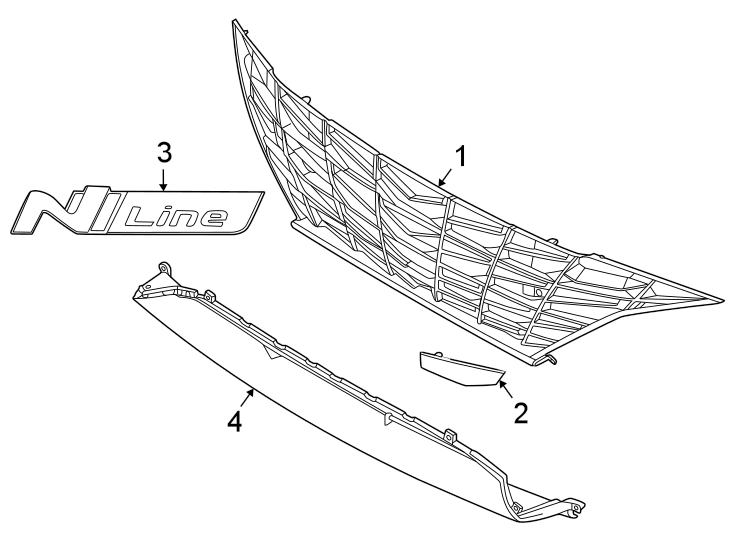 Diagram Front bumper & grille. for your 2022 Hyundai Elantra   