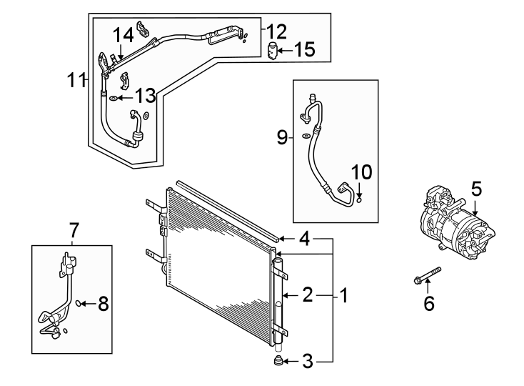 1Air conditioner & heater. Compressor & lines. Condenser.https://images.simplepart.com/images/parts/motor/fullsize/1008057.png