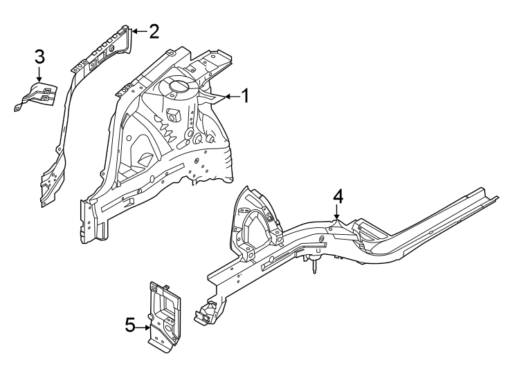 Diagram Fender. Structural components & rails. for your 2021 Hyundai Elantra   