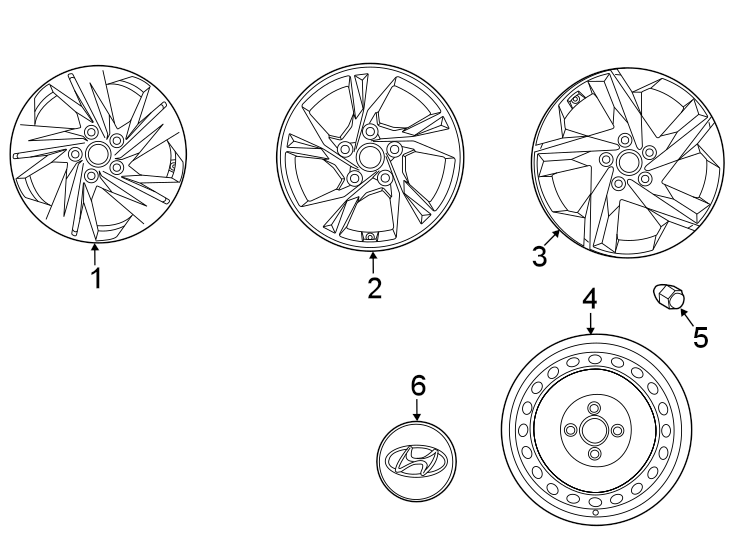 Diagram 16" & 17" wheels. for your Hyundai Elantra  
