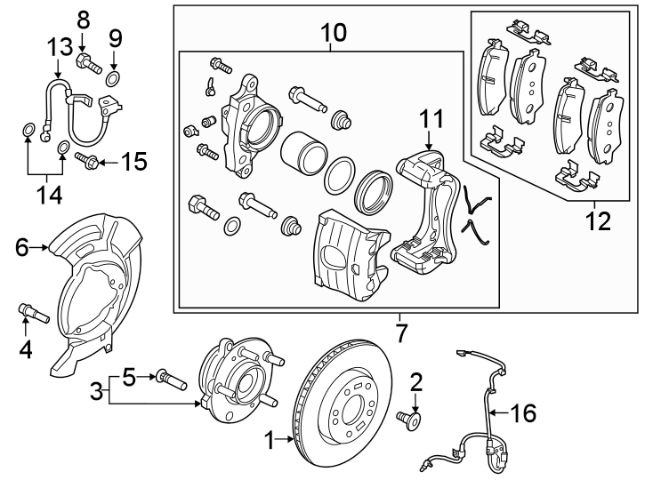 Diagram Front suspension. Brake components. for your 2022 Hyundai Elantra   