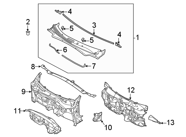 Diagram Cowl. for your 2012 Hyundai Tucson   