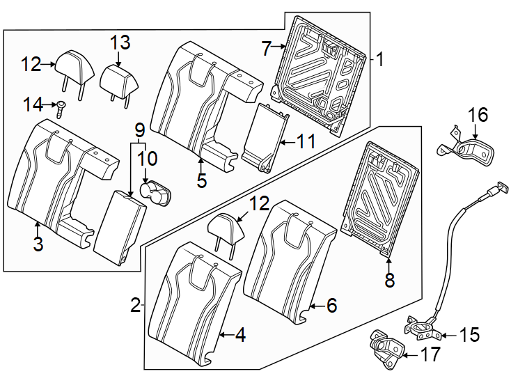 14Seats & tracks. Rear seat components.https://images.simplepart.com/images/parts/motor/fullsize/1008461.png