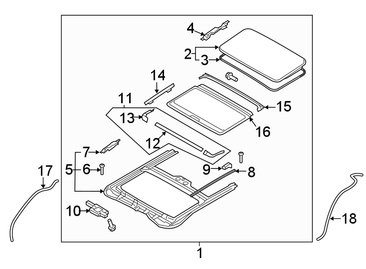 Diagram Sunroof. for your 2022 Hyundai Palisade   