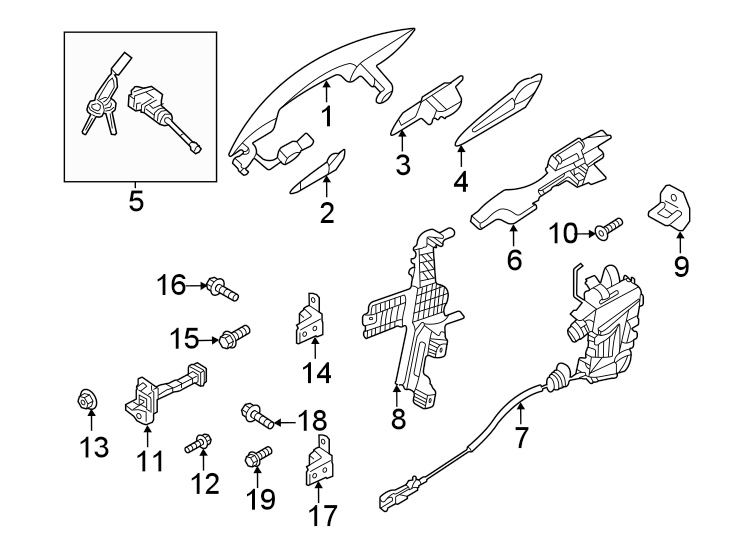 Diagram Front door. Lock & hardware. for your 2002 Hyundai Santa Fe  LX Sport Utility 