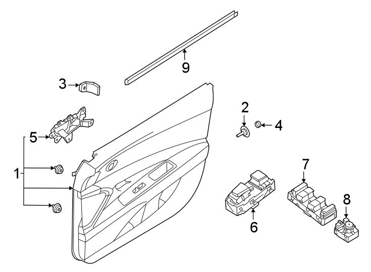 Diagram Front door. Interior trim. for your 2013 Hyundai Accent   