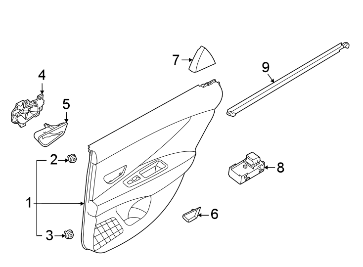 Diagram Rear door. Interior trim. for your 2024 Hyundai Tucson   