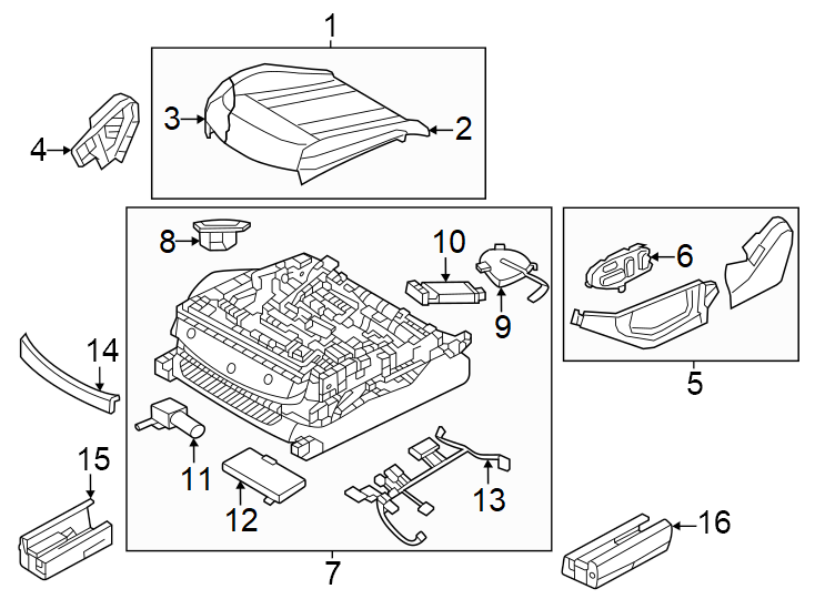 Diagram Seats & tracks. Driver seat components. for your 2023 Genesis Electrified G80   