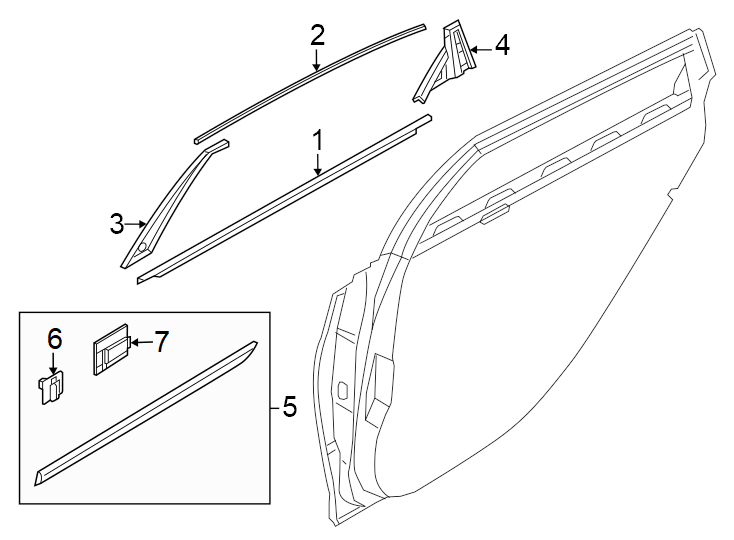 Diagram Rear door. Exterior trim. for your 2024 Genesis GV60   