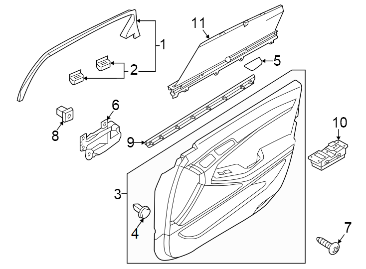 Diagram Rear door. Interior trim. for your 2024 Genesis GV80   