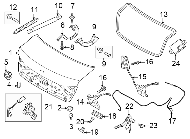 Diagram Trunk lid. Lid & components. for your Genesis