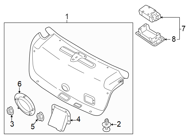 Diagram Trunk lid. Interior trim. for your 2024 Genesis Electrified G80   