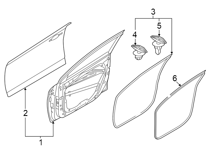 Diagram Front door. Door & components. for your 2023 Genesis GV60   