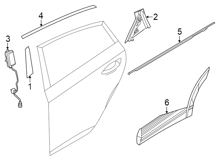 Diagram Rear door. Exterior trim. for your 2023 Genesis GV80   