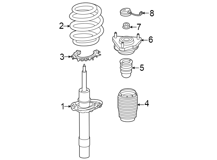 Diagram Front suspension. Struts & components. for your 2021 Genesis G70   