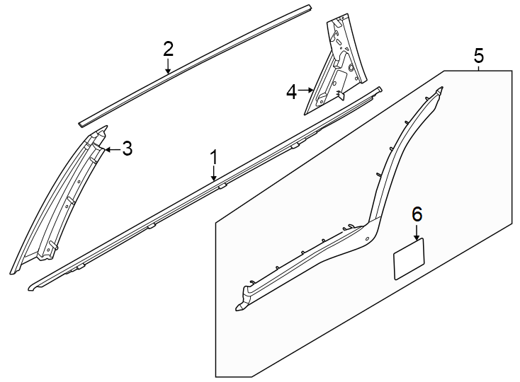 Diagram Rear door. Exterior trim. for your Genesis
