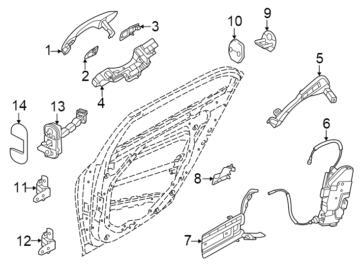 Diagram Rear door. Lock & hardware. for your Genesis