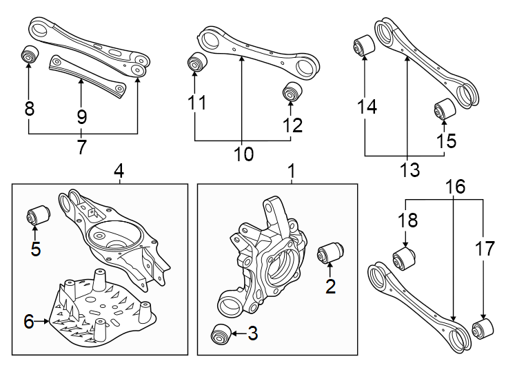 Diagram Rear suspension. Suspension components. for your Genesis