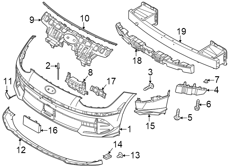 Diagram Front bumper & grille. Bumper & components. for your Hyundai