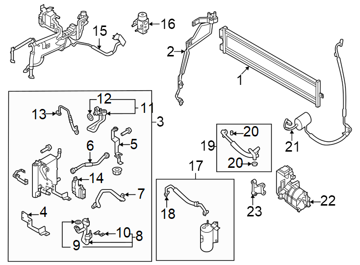 23Air conditioner & heater. Compressor & lines. Condenser.https://images.simplepart.com/images/parts/motor/fullsize/1016065.png