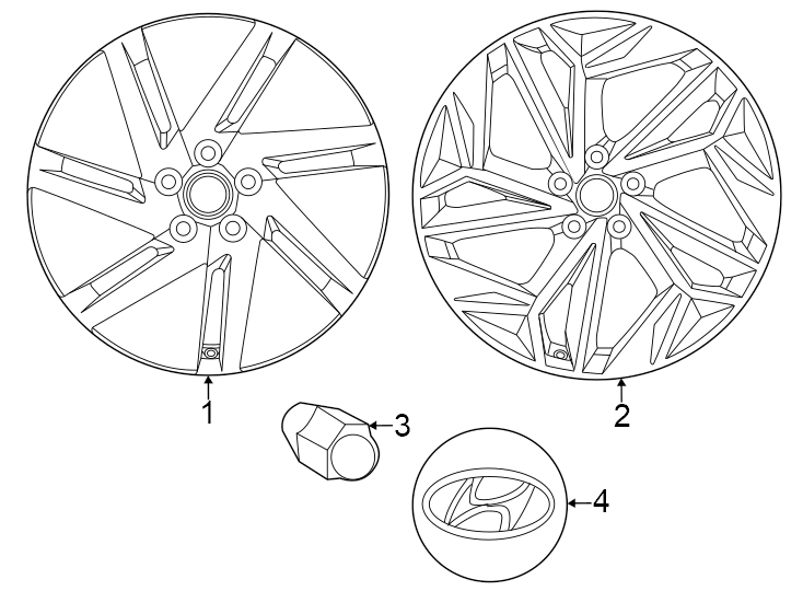 Diagram 18" wheels. 20" wheels. for your 2022 Hyundai Ioniq 5   