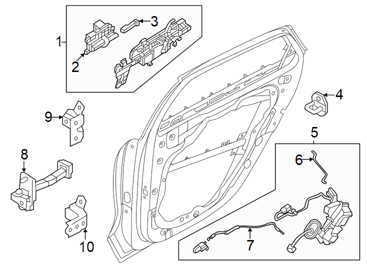 Diagram Rear door. Lock & hardware. for your Hyundai