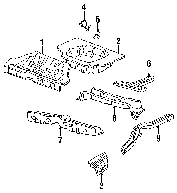 Diagram REAR BODY & FLOOR. FLOOR & RAILS. for your 1998 Hyundai Accent   