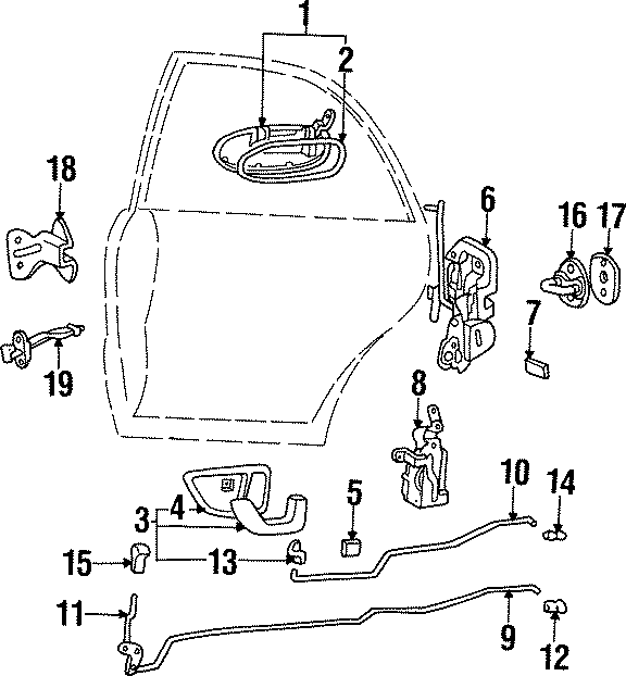 Diagram REAR DOOR. LOCK & HARDWARE. for your 2025 Hyundai Ioniq 6   