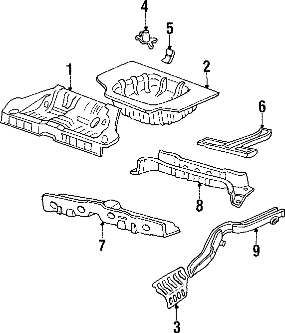 Diagram REAR BODY & FLOOR. FLOOR & RAILS. for your 1998 Hyundai Accent   
