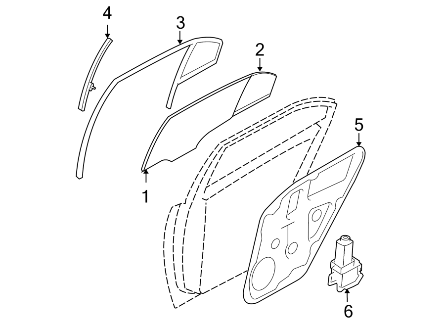 Diagram REAR DOOR. GLASS & HARDWARE. for your 2023 Hyundai Palisade 3.8L Lambda II V6 A/T AWD SE Sport Utility 