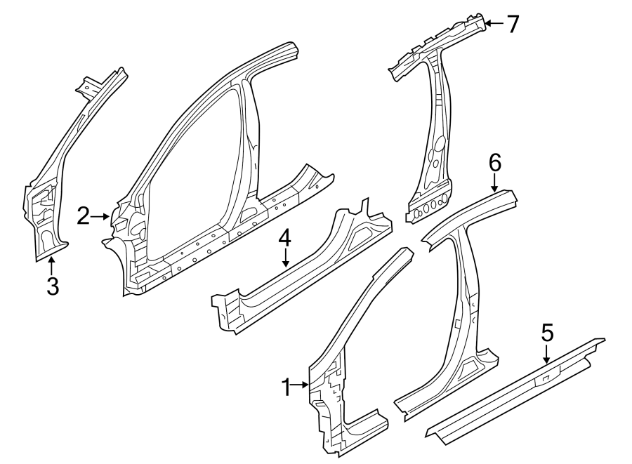 Diagram PILLARS. ROCKER & FLOOR. CENTER PILLAR. HINGE PILLAR. for your 2007 Hyundai Tiburon   