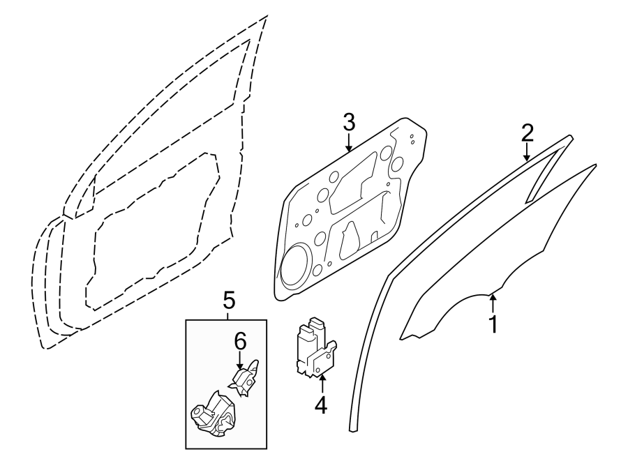 Diagram FRONT DOOR. GLASS & HARDWARE. for your 2013 Hyundai Accent   