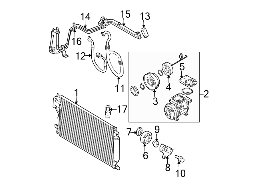 Diagram AIR CONDITIONER & HEATER. COMPRESSOR & LINES. CONDENSER. for your 2023 Hyundai Palisade   