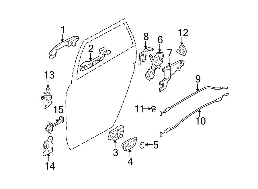 Diagram REAR DOOR. LOCK & HARDWARE. for your 1994 Hyundai Elantra   