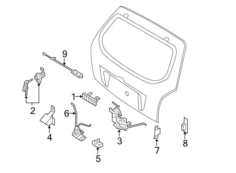 Diagram LIFT GATE. LOCK & HARDWARE. for your 2013 Hyundai Sonata  Hybrid Limited Sedan 