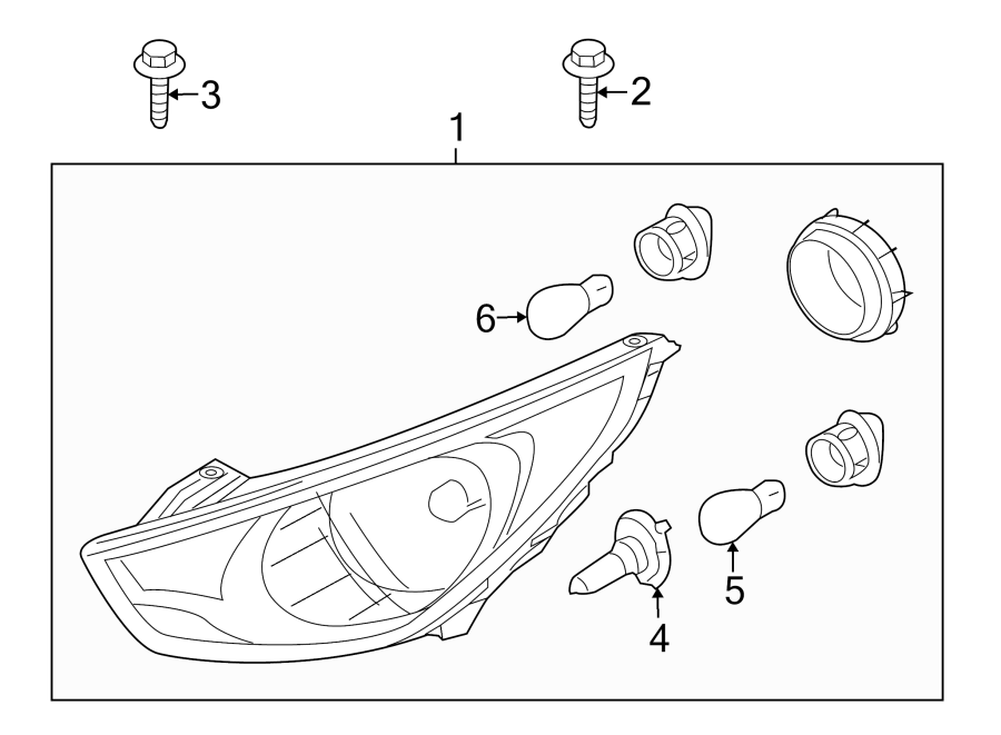 Diagram FRONT LAMPS. HEADLAMP COMPONENTS. for your 2010 Hyundai Elantra   