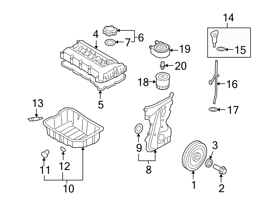 Diagram Engine parts. for your 2015 Hyundai Elantra   