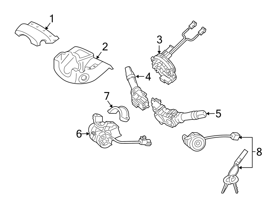 Diagram STEERING COLUMN. SHROUD. SWITCHES & LEVERS. for your 2011 Hyundai Elantra   