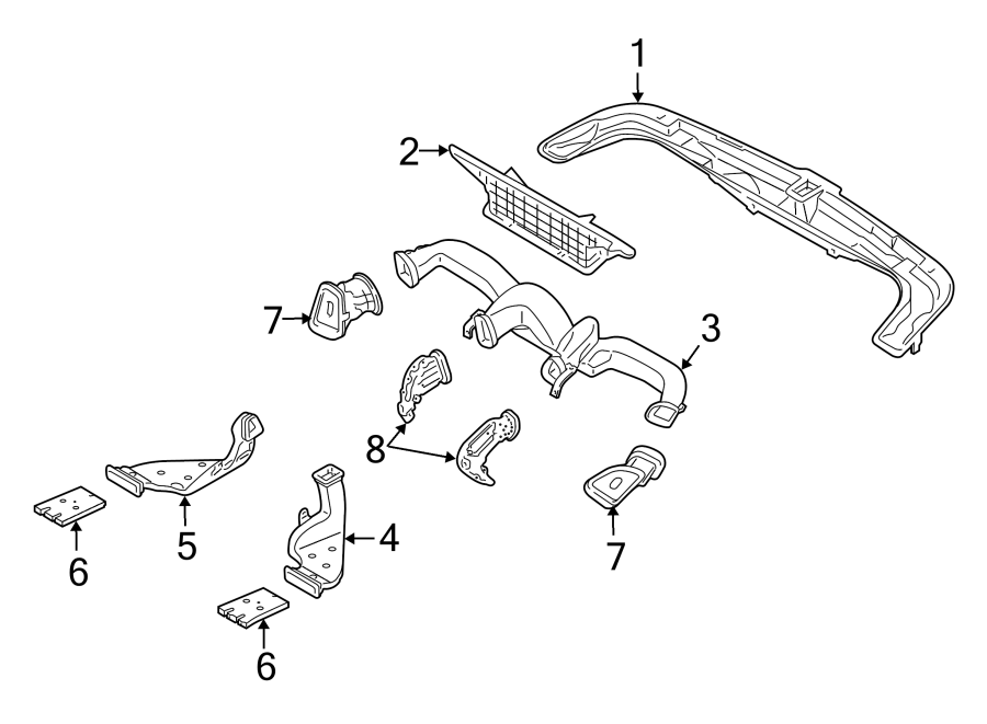 Diagram INSTRUMENT PANEL. DUCTS. for your 2001 Hyundai Elantra   