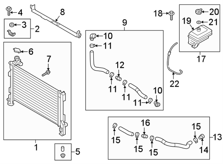 Diagram RADIATOR & COMPONENTS. for your Hyundai