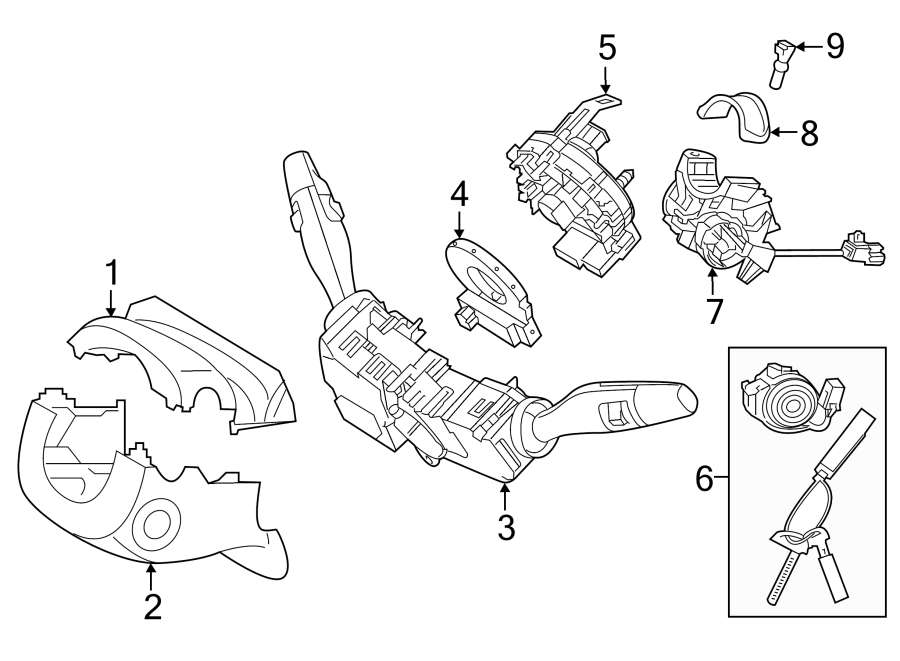 Diagram STEERING COLUMN. SHROUD. SWITCHES & LEVERS. for your 2022 Hyundai Palisade   