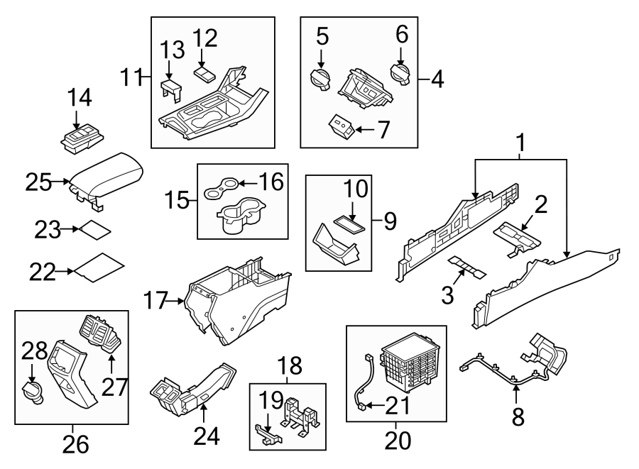 Diagram Engine / transaxle. Center console. for your 2009 Hyundai Elantra   