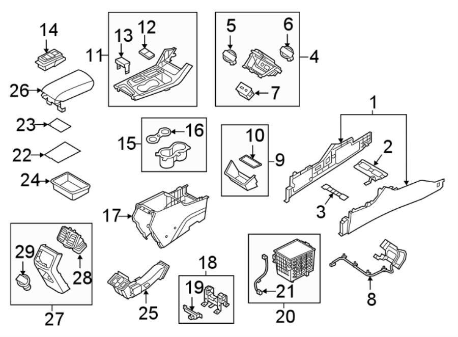 Diagram CENTER CONSOLE. for your 2014 Hyundai Veloster   