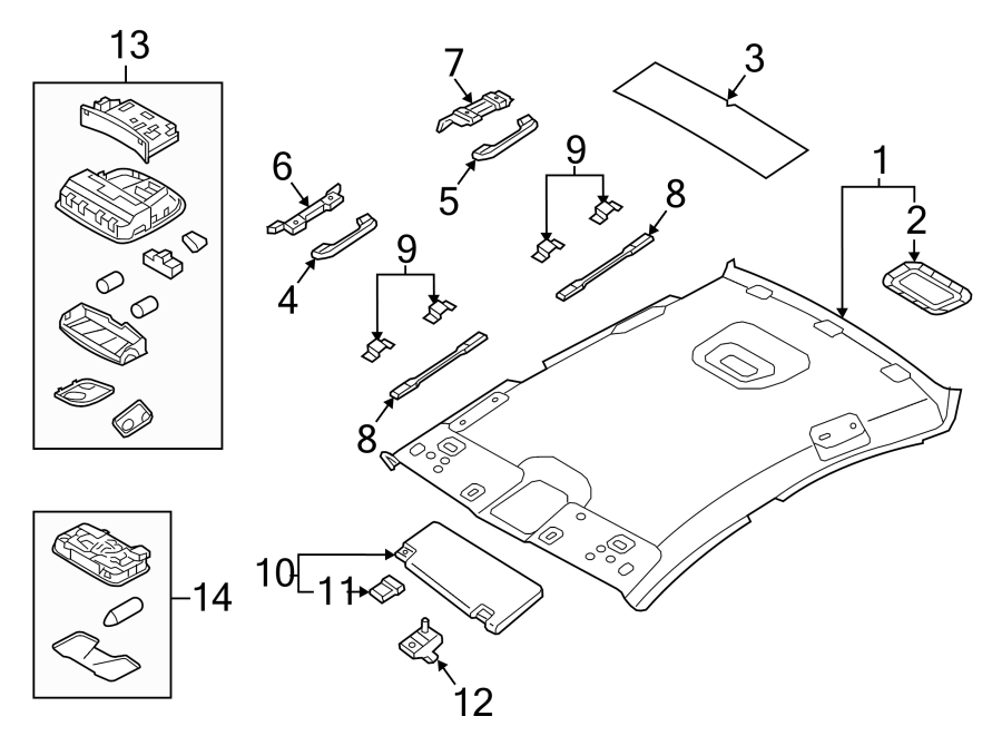 Diagram Interior trim. for your 2013 Hyundai Tucson   
