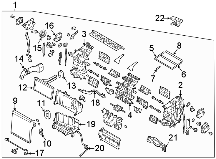 13Air conditioner & heater. Evaporator & heater components.https://images.simplepart.com/images/parts/motor/fullsize/1028117.png