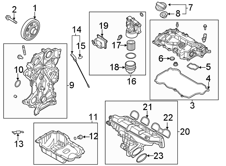 Diagram Engine / transaxle. Engine parts. for your 2010 Hyundai Tucson   