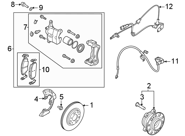 Diagram Front suspension. Brake components. for your 1993 Hyundai Elantra   