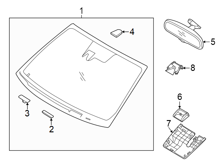 Diagram Windshield glass. for your 2024 Hyundai Elantra N   
